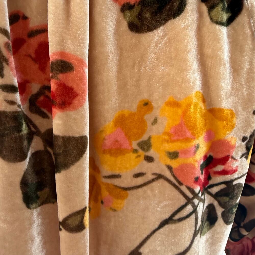 Sundance All Hours Tan Velvet Floral Peasant Boho Blouse Large - Picture 7 of 8